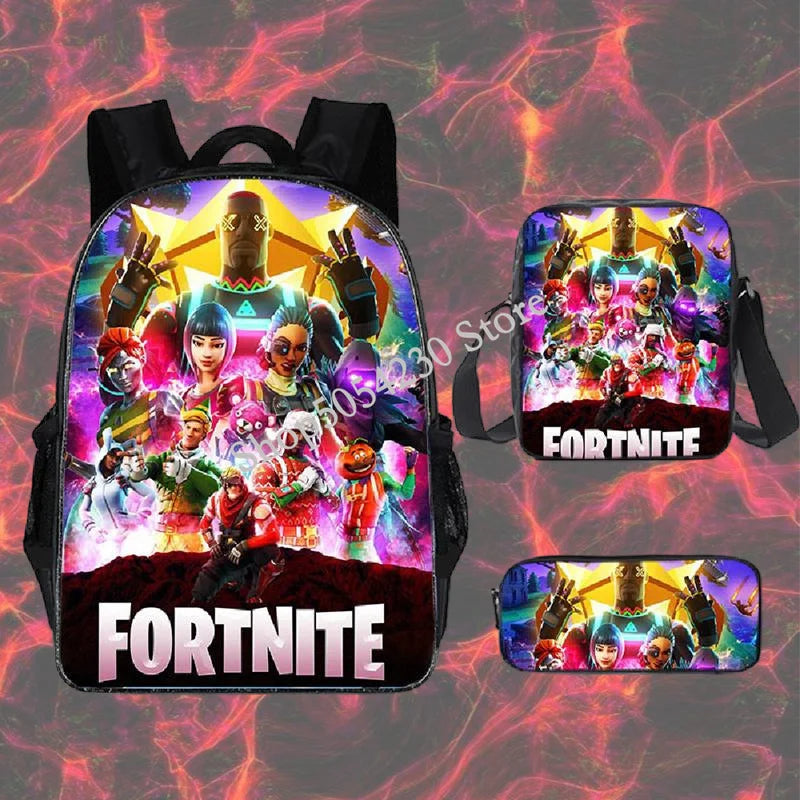 Fortnite 3PCS Backpack for Boys Victory Game 16 Inch Water Resistant Preschool Knapsack Cool Elementary School Backpacks