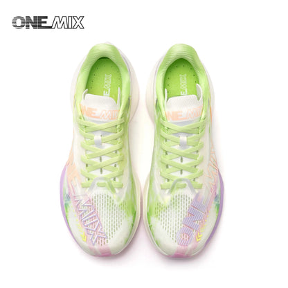 ONEMIX Nowe buty do biegania maratońskiego z podeszwą z nylonu i włókna węglowego – amortyzujące, profesjonalne, zapewniające stabilne wsparcie, ultralekkie, z doskonałym odbiciem