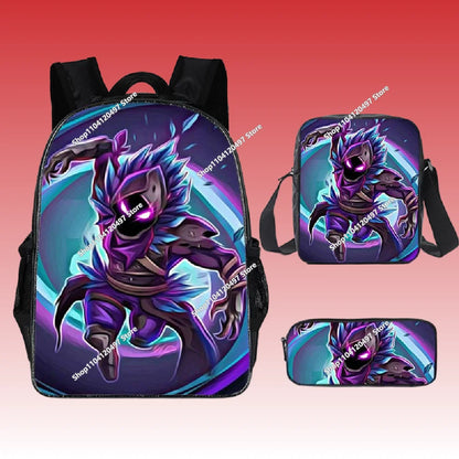 3pcs/set Fortnite Game Backpack Anime Cartoon Large Capacity Student School Bags Pencil Bag Kawaii Lunch Bag Birthday Gifts