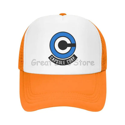 Capsule Corp Mesh-Baseballkappen Unisex-Hip-Hop-Trucker-Cap Anime DBZ Dad-Cap Verstellbare Rennkappe Sommer-Trucker-Snapback-Kappen