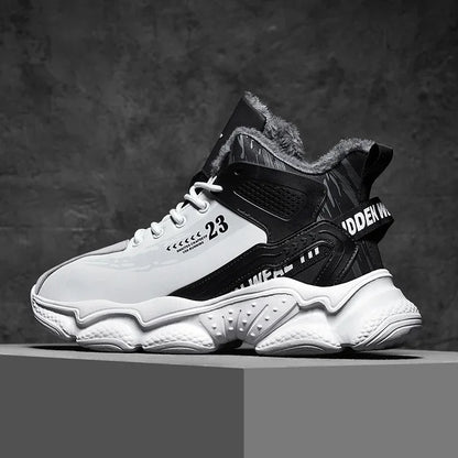 Baskets en peluche coordonnantes imperméables pour hommes, chaussures de tennis pour hommes, pantoufles chaudes, bottes d'hiver, nouveau, 2024