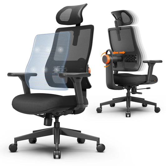 NEWTRAL MAGICH003 Ergonomic Office Chair with Adaptive Lumbar Support, Adjustable Headrest, 3D Armrests, Reclining Executive Desk Chair