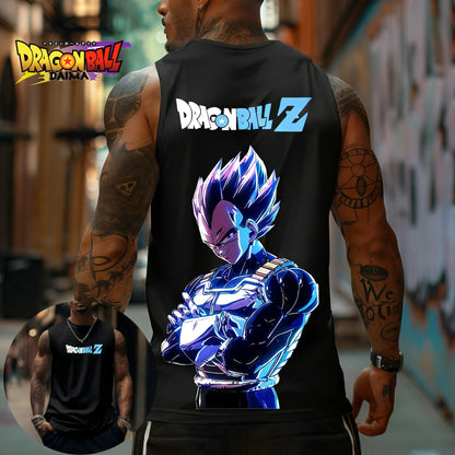 Dragon Ball Z Super Blue Vegeta American Retro Fitness Vest Y2K Harajuku Style Spring and Summer New Men's T-Shirt Daily Wear