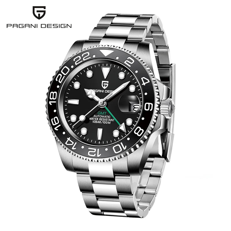 New 1662 PAGANI DESIGN GMT Automatic Watch 40mm Men's Wristwatch Top Brand 100M Waterproof Mechanical Wristwatches for Men Cloc