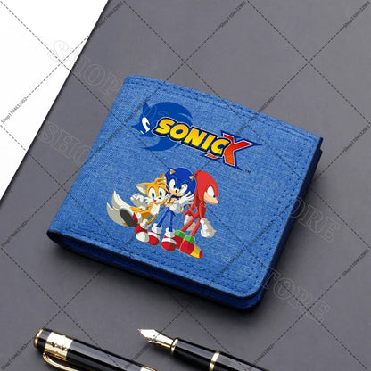 Sonics Mens Purses Men Wallets Cartoon Anime Graphic Print Cute Purse Portable Large Capacity Card Packs Birthday Party Gifts