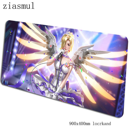 Tappetino per mouse Overwatch 90x40cm, tappetino gaming estetico, splendido tappetino personalizzato per gamer, base per mouse e tastiera PC