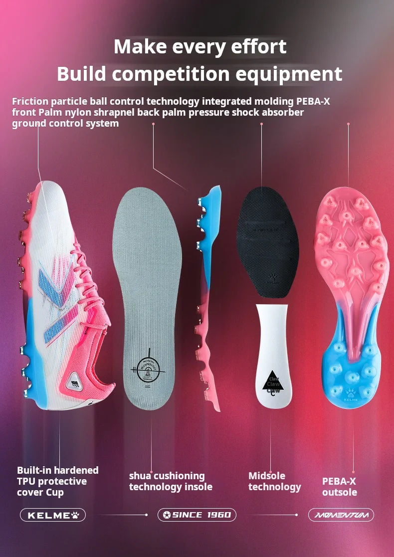 Kelme Mg Football Shoes Men's Natural Artificial Grass Professional Competition Training Football Shoes Non-slip Soccer Shoes