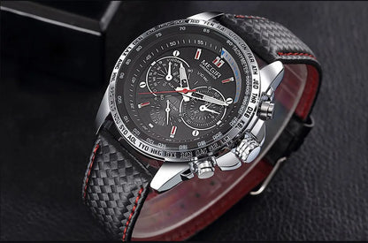 MEGIR 1010 Men's Quartz Watch with Leather Strap, Analog Display, Fashion Design, Stylish Gift for Men relogio feminino