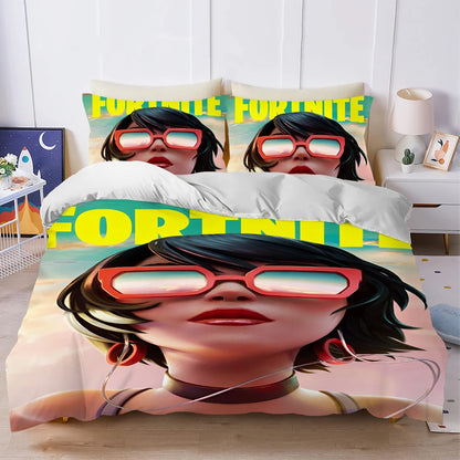 Battle game F-Fortnite Duvet Cover Set Soft Wash Bed 3 Piece Summer Comfortable Student Dormitory Home Baby Bedding Best seller
