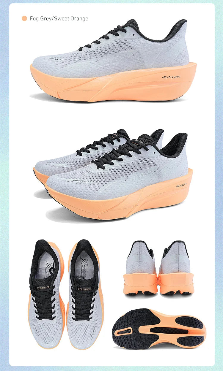 IRUNSVAN anglies pluošto sportiniai bateliai, bėgimo bateliai pradedantiesiems ir pažengusiems, kvėpuojantys ir patogūs, su storu padu, treniruočių bateliai, unisex, 130