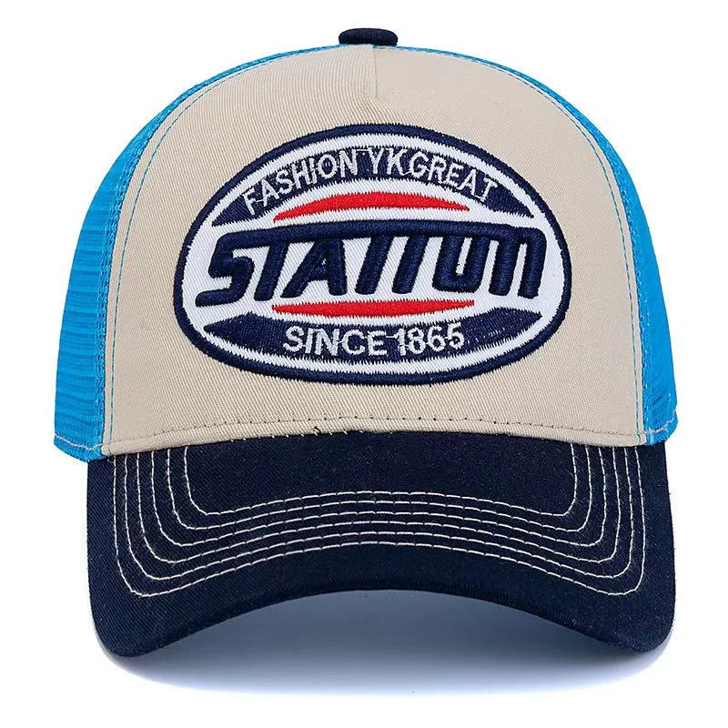 Nova uniseks klasična bejzbolska kapa STATION s uzorkom slova, mrežasta kapa za muškarce i žene, prozračna streetwear ljetna trucker kapa