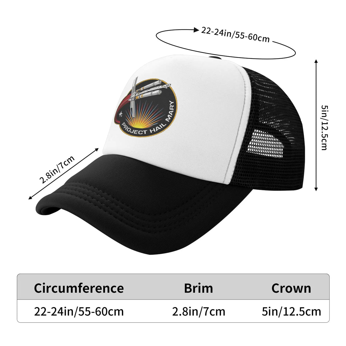 Project Hail Mary Mission Patch Mesh Baseball Cap Adult Hip-Hop Trucker Worker Cap  Adjustable Fishing Hat Washable Trucker Hat