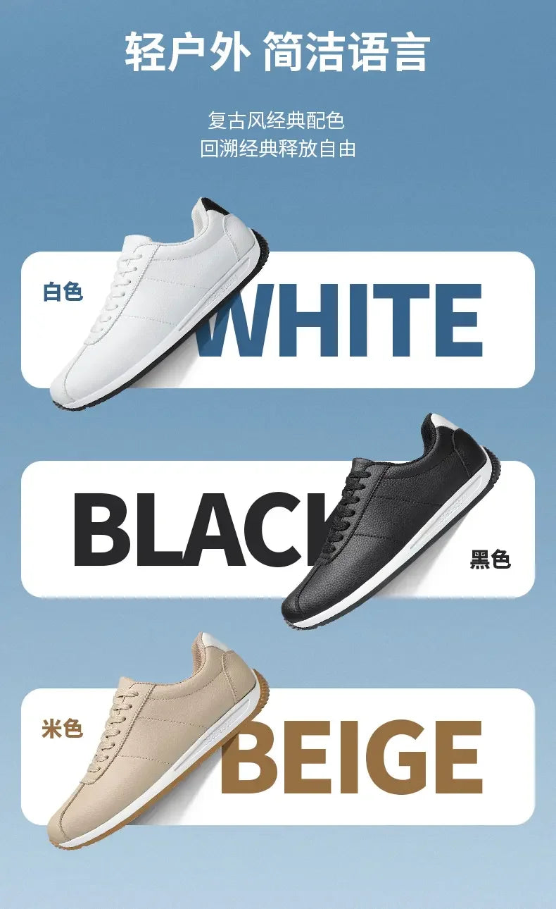 Leisure Running Summer Fashion Anti Slip Mountaineering PU Leather Sports Shoes Tennis Trend  Hot Selling Men White Flat Shoes