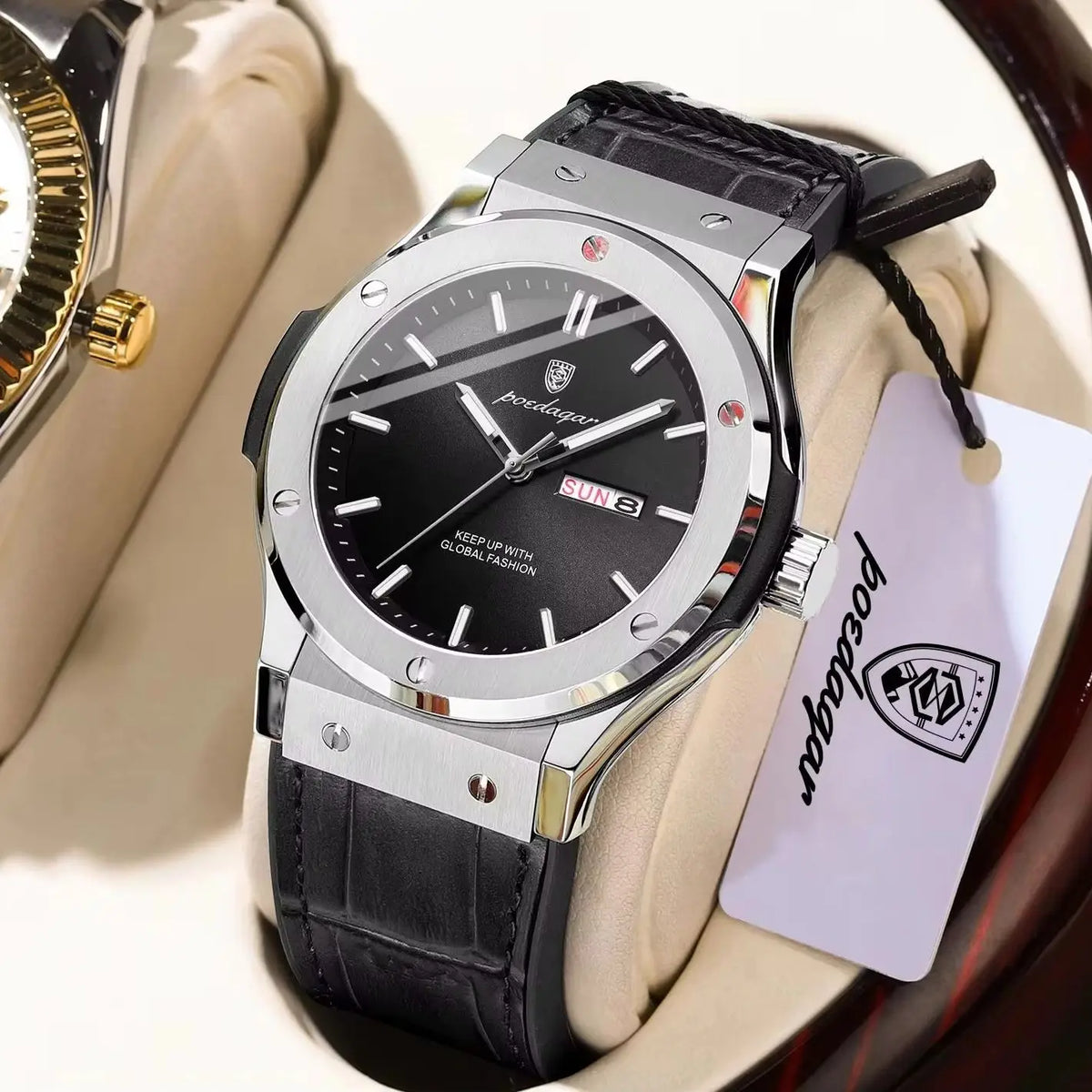 Orologio da uomo POEDAGAR – Modello originale, stile professionale, impermeabile, cinturino in silicone, indicazione di data e giorno, movimento al quarzo, orologio di lusso alla moda.