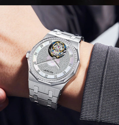 AESOP Echte Fliegende Tourbillon Mechanische Skeleton Uhr Für Mann Luxus Wasserdichte Armbanduhren Saphir Spiegel Gradienten new