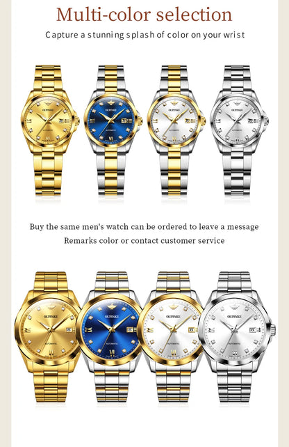 OUPINKE 3199 Real Diamond Automatic Watch for Women Sapphire Crystal Mirror 50M Waterproof Luxury Elegant Ladies Watch Set