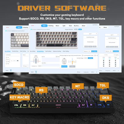 ATTACK SHARK x MAMBASNAKE X60 HE 8K Rapid Trigger Keyboard Magnetic Switch, Tri-Mode Connection, 0.01mm Rapid Trigger Accuracy