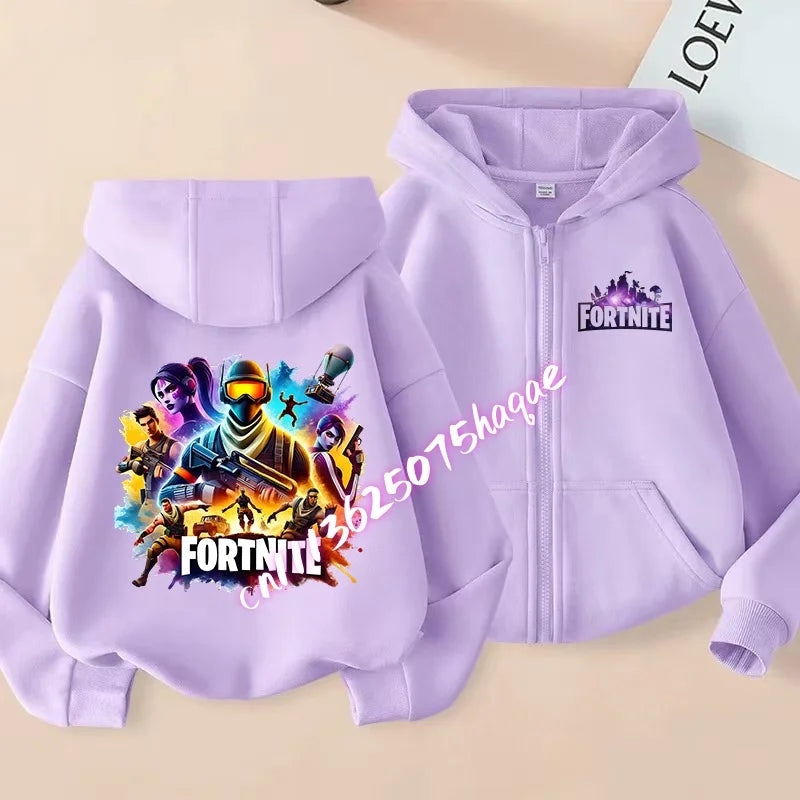 Fortnites Kinder-Kapuzenjacken mit Reißverschluss Anime Fortress Night Sweatshirts Game Frühling Herbst Hoodies Sportbekleidung Kinderkleidung Geschenk