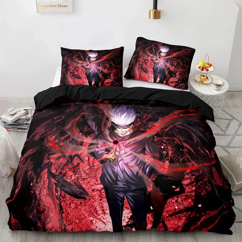 Anime Jujutsu Kaisen Satoru Gojo Bedding Set Boys Girls Twin Queen Size Duvet Cover Pillowcase Bed Kids Adult Home Textile