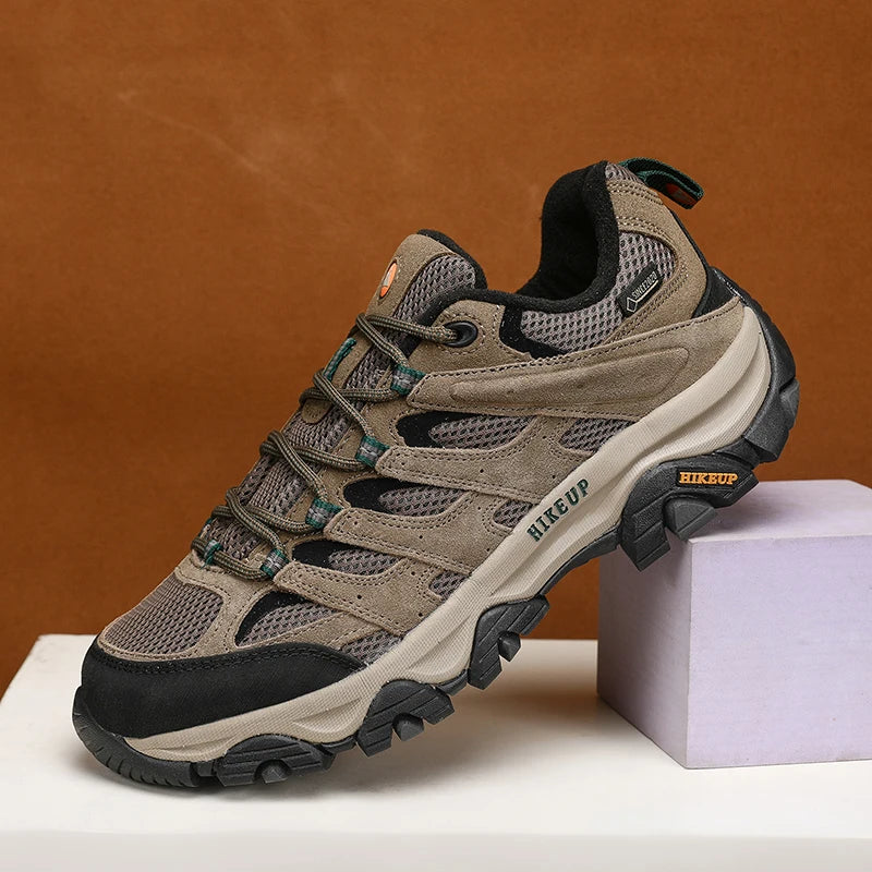 HIKEUP Hiking Shoes for Men, Designer Climbing Trekking Sneakers, Leather Outdoor Sports Work Shoes, Running Shoes