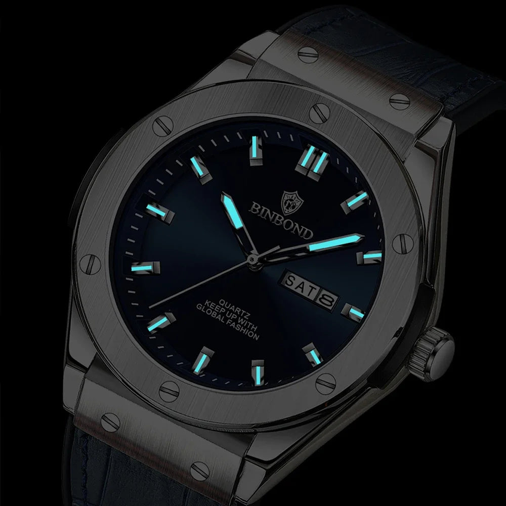 Montre pour homme, style décontracté, bracelet en cuir, modèle automatique ou à quartz, accessoire de luxe, idée cadeau idéale, montre-bracelet tendance.