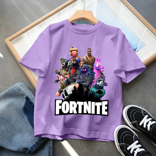Fortnite Children’s T-shirts Game Cartoon Printed Characters Fortress Night Tees Game Short Sleeve Tops Summer Boys and Girls Clothes