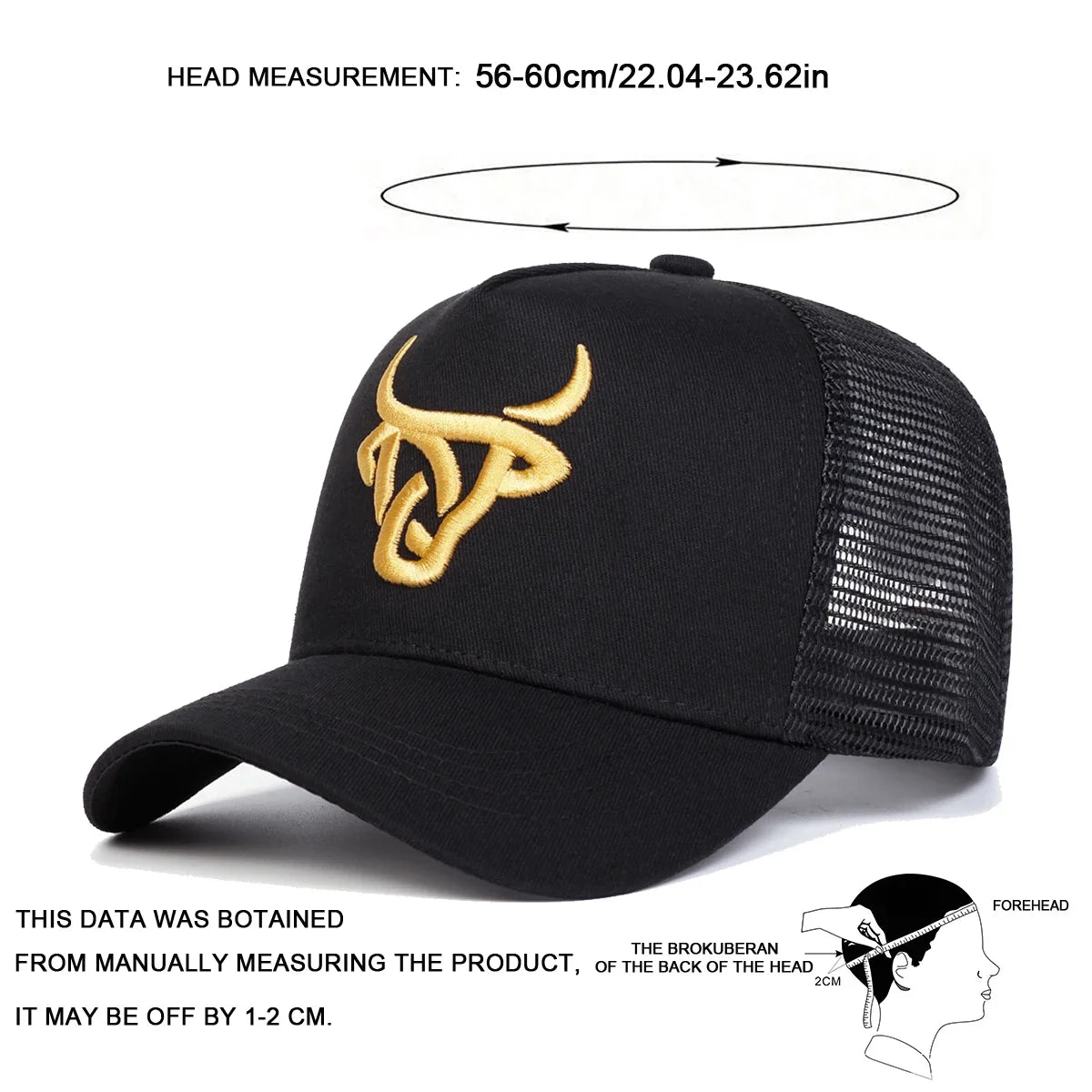 Cappellini da baseball unisex con ricamo a testa di bue, regolabili, casual, cappellini da esterno per la protezione solare in primavera e in estate