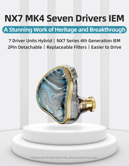 NICEHCK NX7MK4 MK4 Stabilized Wood HIFI Earbud 7 Driver Units Hybrid Audiophile Earphone With Replaceable Tuning Filters IEM MK3