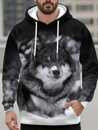 Muoti Eläinaiheinen miesten huppari Susi 3D-painatus Syksyn collegepaita Huppari Katutyylinen vapaa-ajan collegepaita Y2K Miesten ylisuuri Unisex-vaatteet