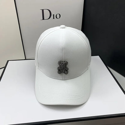 Fashion Designer Summer Baseball Cap for Women Korean Wild Bear Rhinestone Caps Sun Hats Street Kpop Outdoor Visors Hip Hop Hat