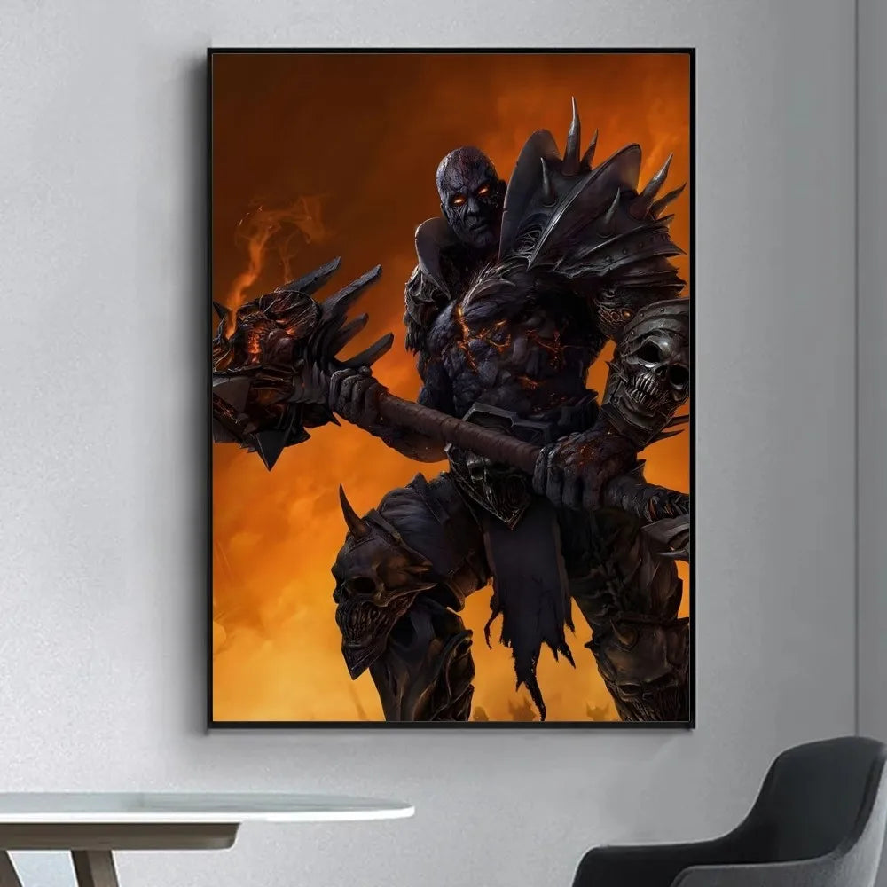 Game World Of Warcraft Poster Fancy Wall Sticker for Living Room Bar Vintage Decorative Painting Middle
