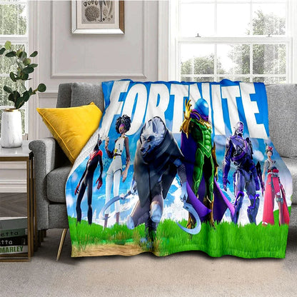 3D F-Fortnites Cartoon Game Flannel Blanket Soft Warm Throw Blanket for Bedroom Living Room Bed Travel Camping Picnic Gift