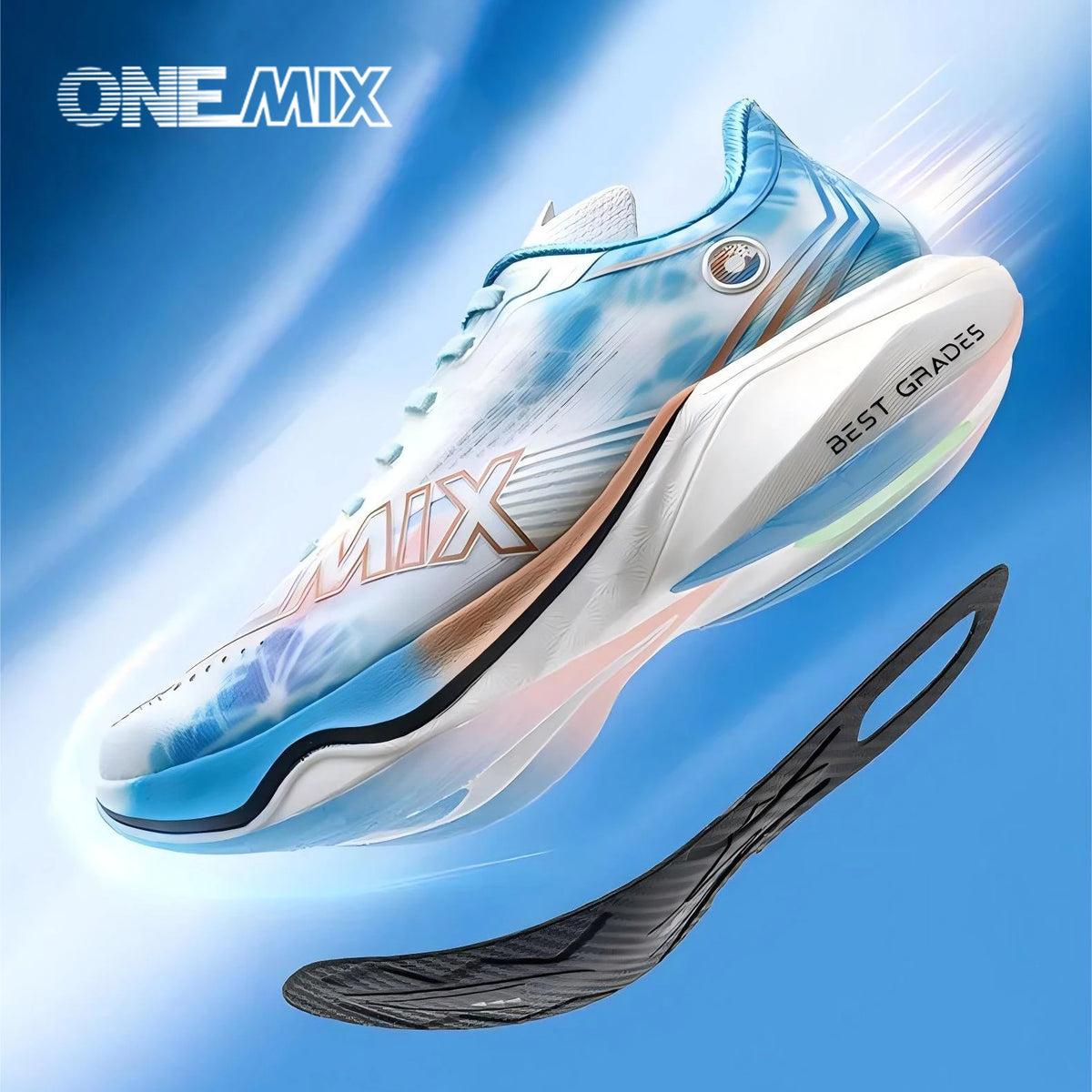 ONEMIX Nowe buty do biegania maratońskiego z podeszwą z nylonu i włókna węglowego – amortyzujące, profesjonalne, zapewniające stabilne wsparcie, ultralekkie, z doskonałym odbiciem