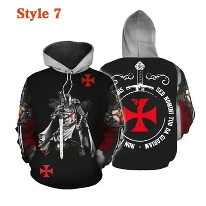 Knight Templar Mens Hoodie Sweatshirt 3d Printed Men Women Casual Hooded Sweatshirts Pullover Hip Hop Harajuku Streetwear Tops, Produit gaming premium Fraquane, produits de luxe, nouvelle génération, équipement gamer