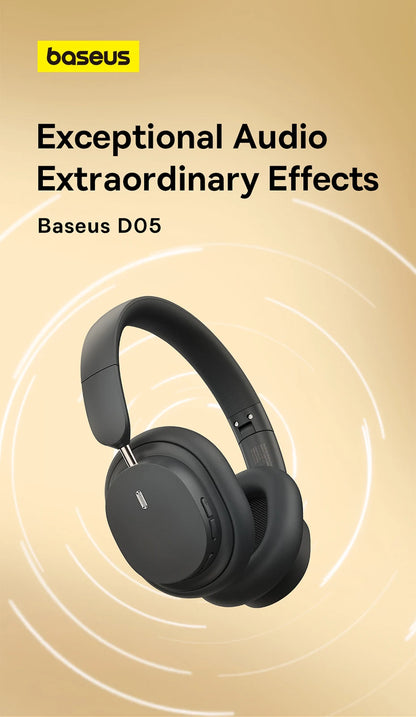 Baseus Wireless Bluetooth 5.3 Over-Ear Headphones – HiFi 40mm Driver, 70H Playtime Foldable Headset with Spatial Audio
