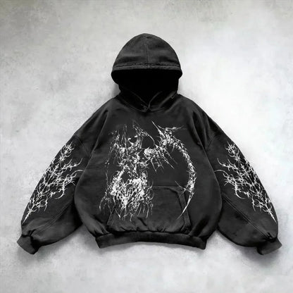 American Y2K New Hip Hop Trend Retro Hoodie Women Street Casual Loose Joker Vintage Sweatshirt Unisex Fleece Padded Warm Hoodie