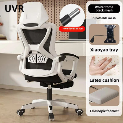 UVR Reclining Computer Chair Ergonomic Office Gaming Chair with Adjustable Backrest, Comfortable Long Sitting Desk Chair with Armrests