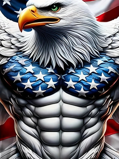 Men's Patriotic 3D Eagle Print T-Shirt Casual Crew Neck Short Sleeve Pullover for Summer Fashion Outdoor Activities Men's Clothing