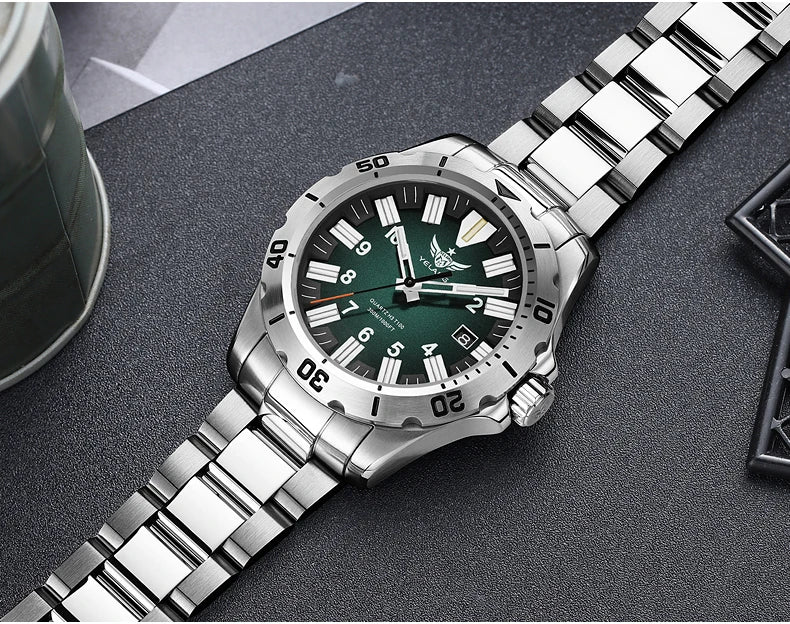 YELANG V1036 42mm Men Quartz Watch Luminous 10 Years Lithium Movement Rotated Dial 30ATM 300m Waterproof Military Style Watches