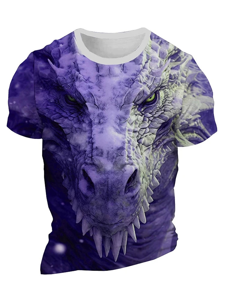 3D Dragon Print Men's T-shirt Summer Daily Casual Men's Street T-shirt Outdoor Sports Short Sleeve Urban Fashion Men's T-shirt
