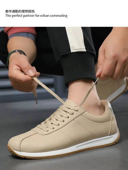 Leisure Running Summer Fashion Anti Slip Mountaineering PU Leather Sports Shoes Tennis Trend  Hot Selling Men White Flat Shoes