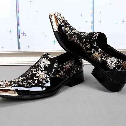 Men's Luxury White Gold Metal Toe Oxford Elegant Loafers Slip-On Dress Shoes Formal Wedding Party PU Leather Shoes Size 38-46