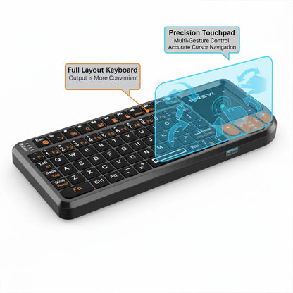 MRSVI Mini-Bluetooth-Tastatur A8 PLUS, beleuchtete 2.4GHz-Wireless-Tastatur mit Touchpad für Android TV Box, Mac, Laptop, Windows