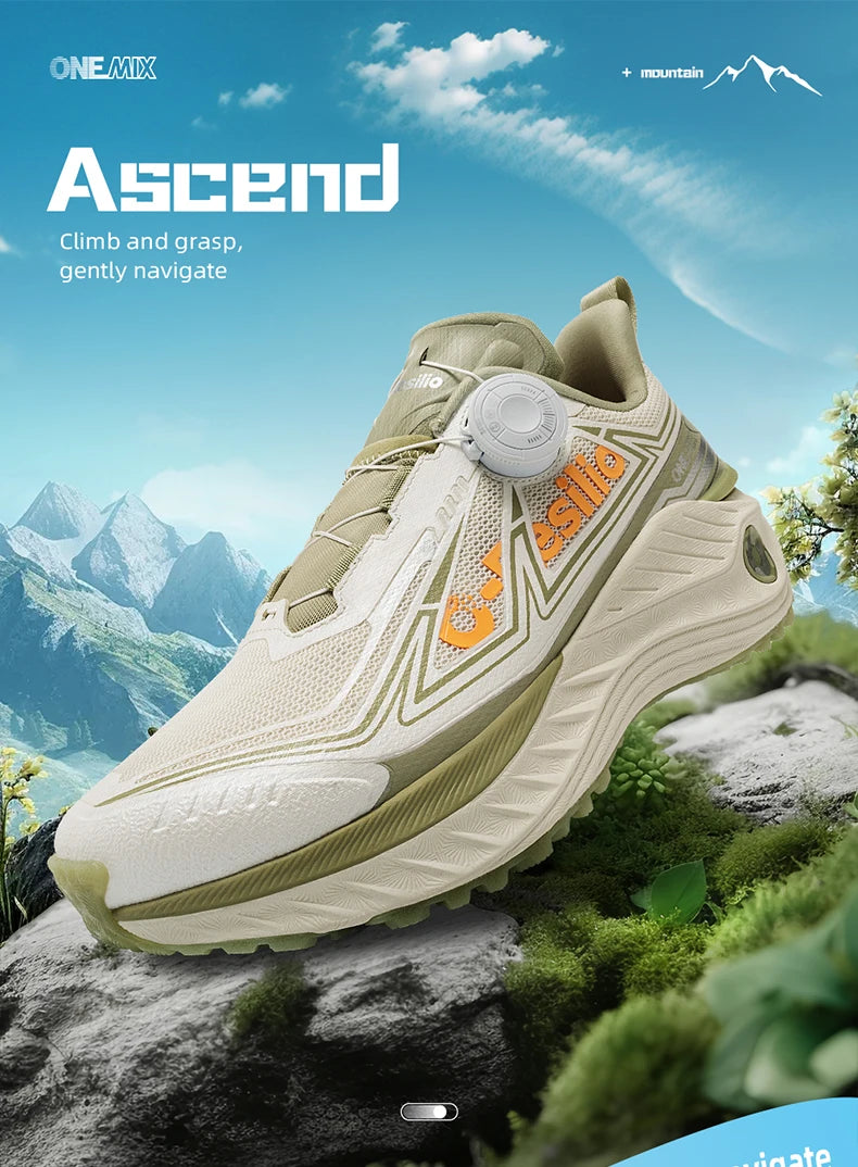 ONEMIX Outdoor hardloopschoenen voor heren, elastische trailschoenen, lichtgewicht, ademende damesschoenen, casual schoenen voor koppels, waterdichte schoenen