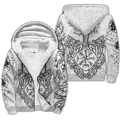 Odin Raven Fenrir Wolf Tattoo 3D Printed Men's Winter Thicker Zip Hoodie Unisex Casual Hooded Tracksuit Warm Fleece Jacket KD18