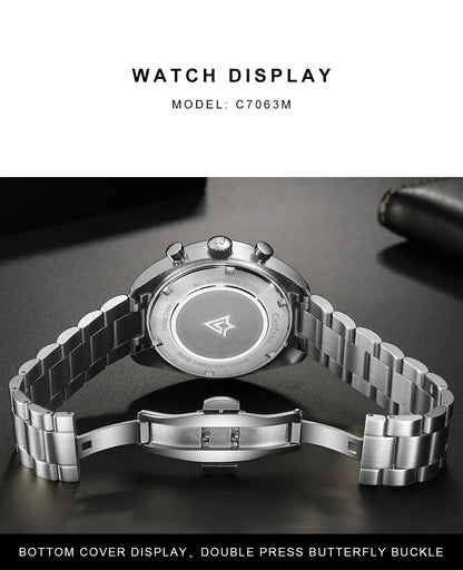 CADISEN 2024 New Men's Watches Quartz Business Watches Japan VD53 Men's Clock Top Brand Luxury Watch Men's Chronograph Watch