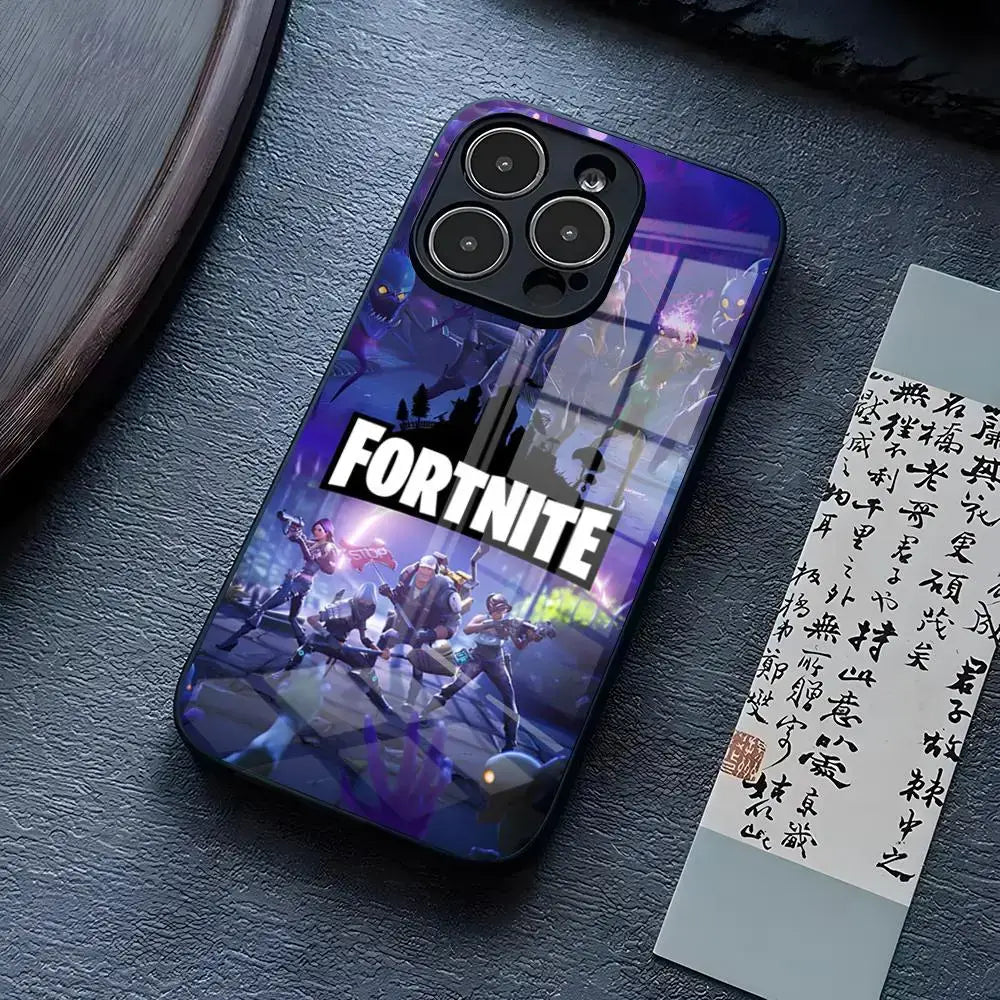 B-Battle-R-Royales-F-FortniteS Phone Case For iPhone 17 Pro Max, 15 Pro, 14, 12, 11, 13 Mini, X, XR, XS, 16 Plus, SE Glass Cover
