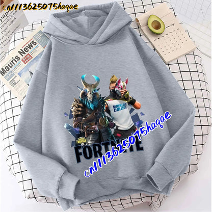 FORTNITED Children Long-sleeved Girls Boy Streetwear Boys Baby Hoodies Pullover Sweatshirt Anime Fashion Kid Clothing Tops Gift
