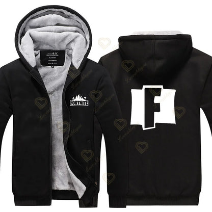 New Arrival Fortnite Men Cool Sweatshirt Battle Game Coat Winter Thick Fleece Warm Zipper Harajuku Hoodie Streetwear