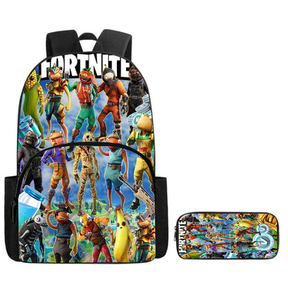 Conjunto Fortnite de 2 peças: mochila com bolso frontal e estojo, grande capacidade, mochila escolar cartoon, presente para crianças, rapazes e raparigas, dos 5 aos 8 anos